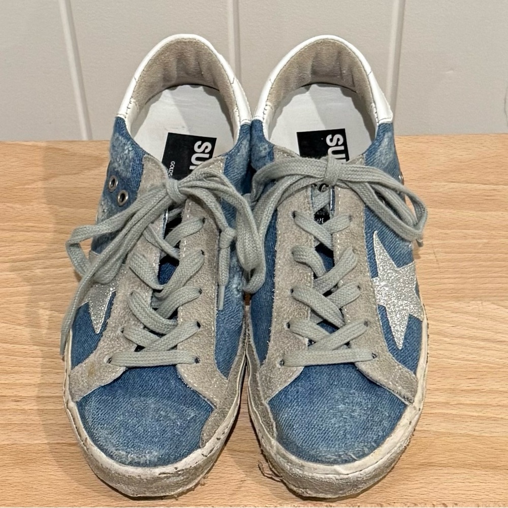 Golden Goose SuperStar Sneakers ~ Blue Denim Silver Star